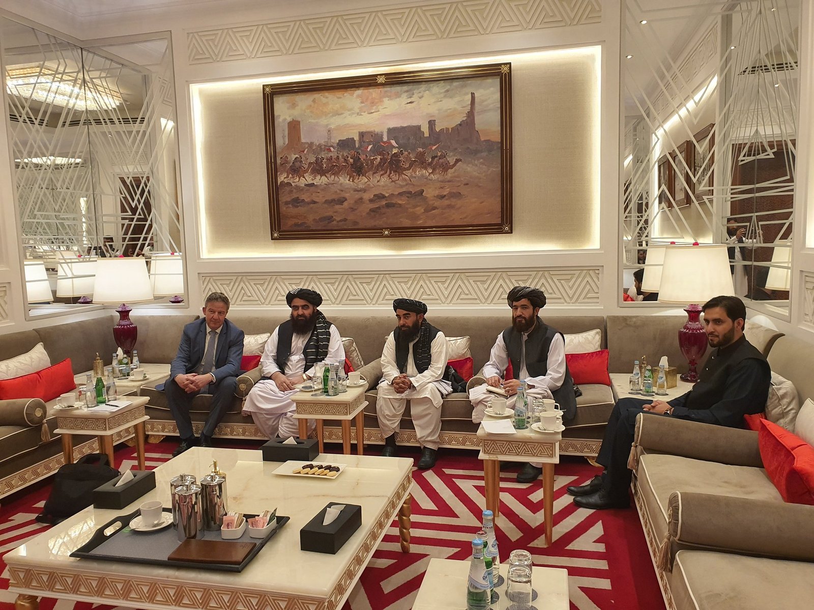 Today IEA Foreign Minister H.E. Mawlawi Amir Khan Muttaqi and accompanying delegation met with PotzelMarkus, Doha-based German ambassador to Afghanistan.