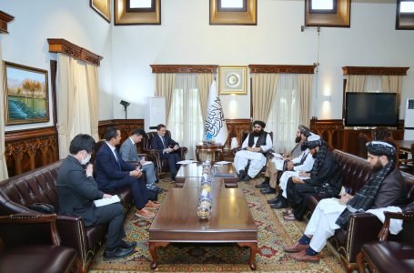 Japanese Ambassador to Kabul Takashi Okada called on Afghan Foreign Minister Mawlawi Amir Khan Muttaqi to discuss issues of mutual interest.