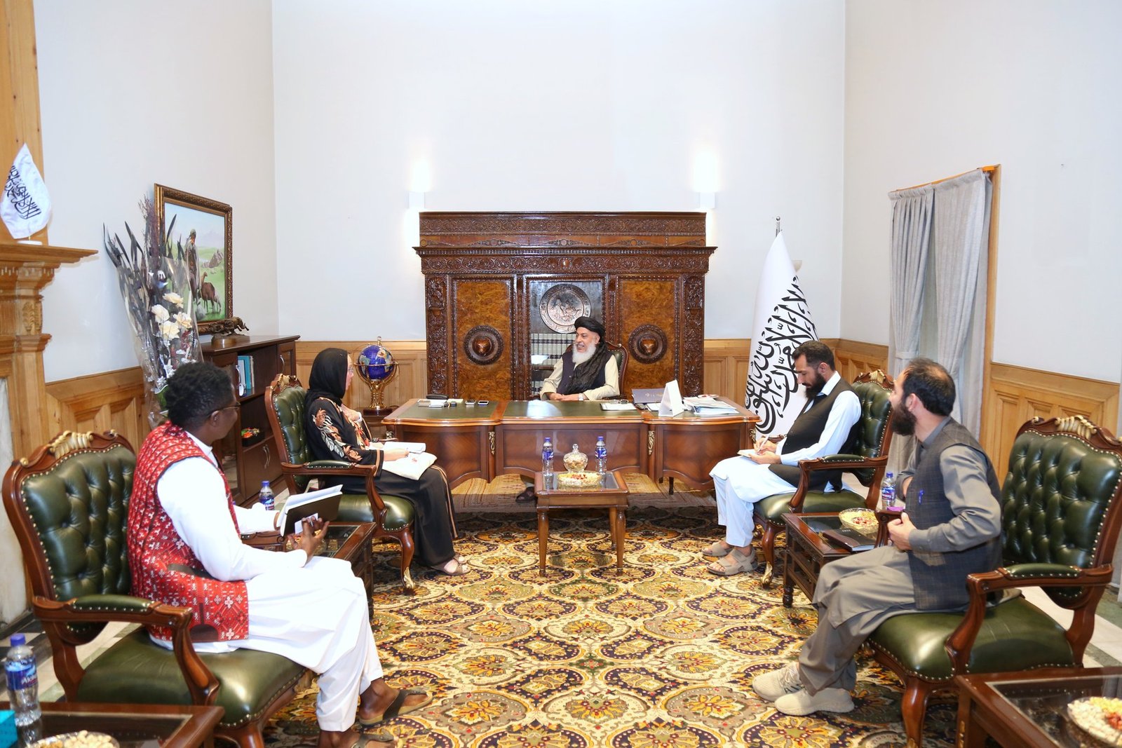 The International Program Director of Save the Children, Ms. Nora Ingdal, & the accompanying delegation called on the Deputy Foreign Minister, Alhaj Sher Mohammad Abbas Stanekzai, in Storai Palace today.